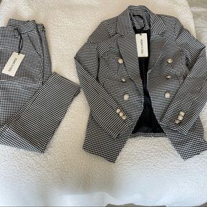 Black and white plaid blazer with pants set bought in ITALY